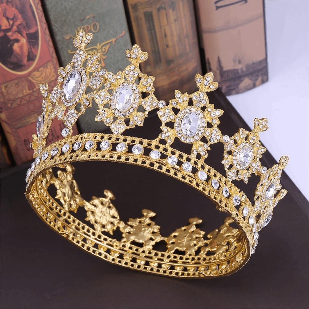Luxury Vintage Tiara Crowns Sparkling Crystal Rhinestone Crown  Queens King