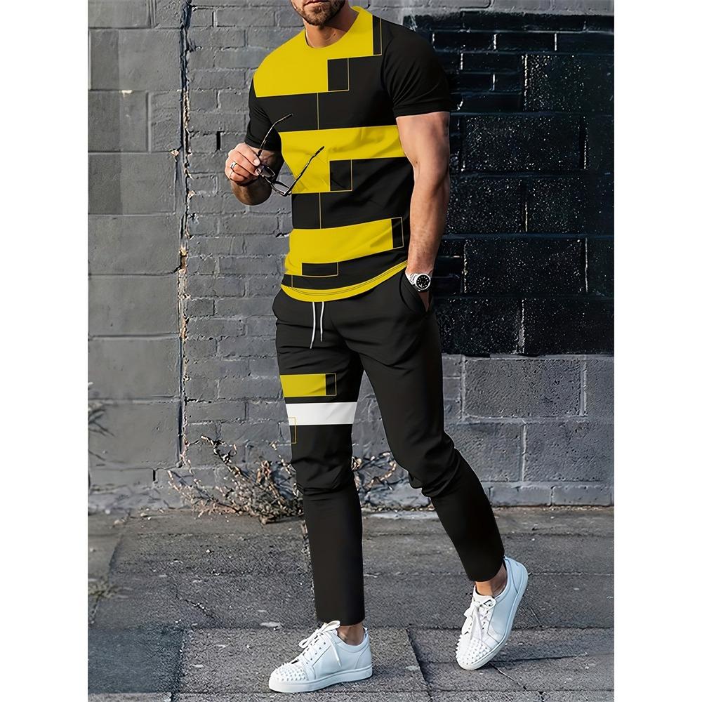 New Summer And Spring Fashion Men's Sportswear T-shirt Trousers Pants Suit Casual Short-sleeved Suit Jogging Fitness Clothing