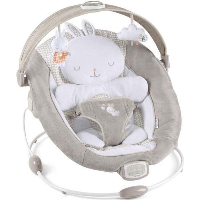 INGENUITY Baby Comfort Bouncer Little Rabbit, Luminous Activity Arch, Removable Reducer Cushion, Baby Christmas Gift