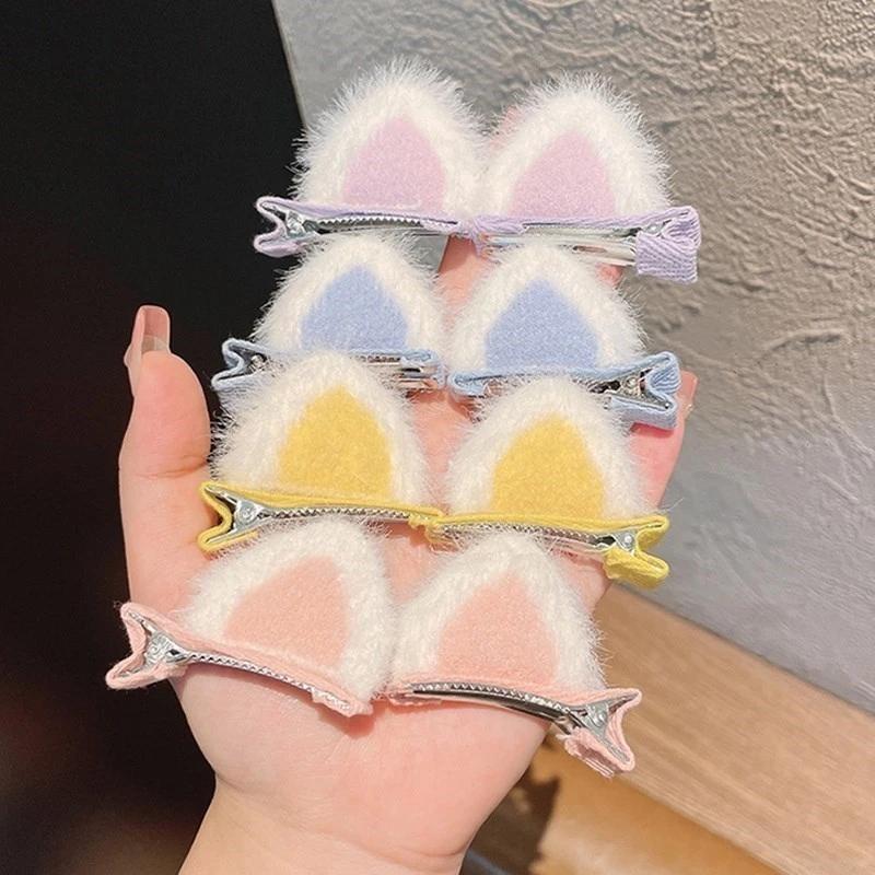 1 Pair Women Plush Hair Clip Fashion Colorful Cat Ear Hairpin Female Small Hair Clip Girls Hair Accessories