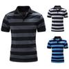 Men's Polo Shirt Breathable Comfortable Stripe Loose Men's Short Sleeve T-shirt
