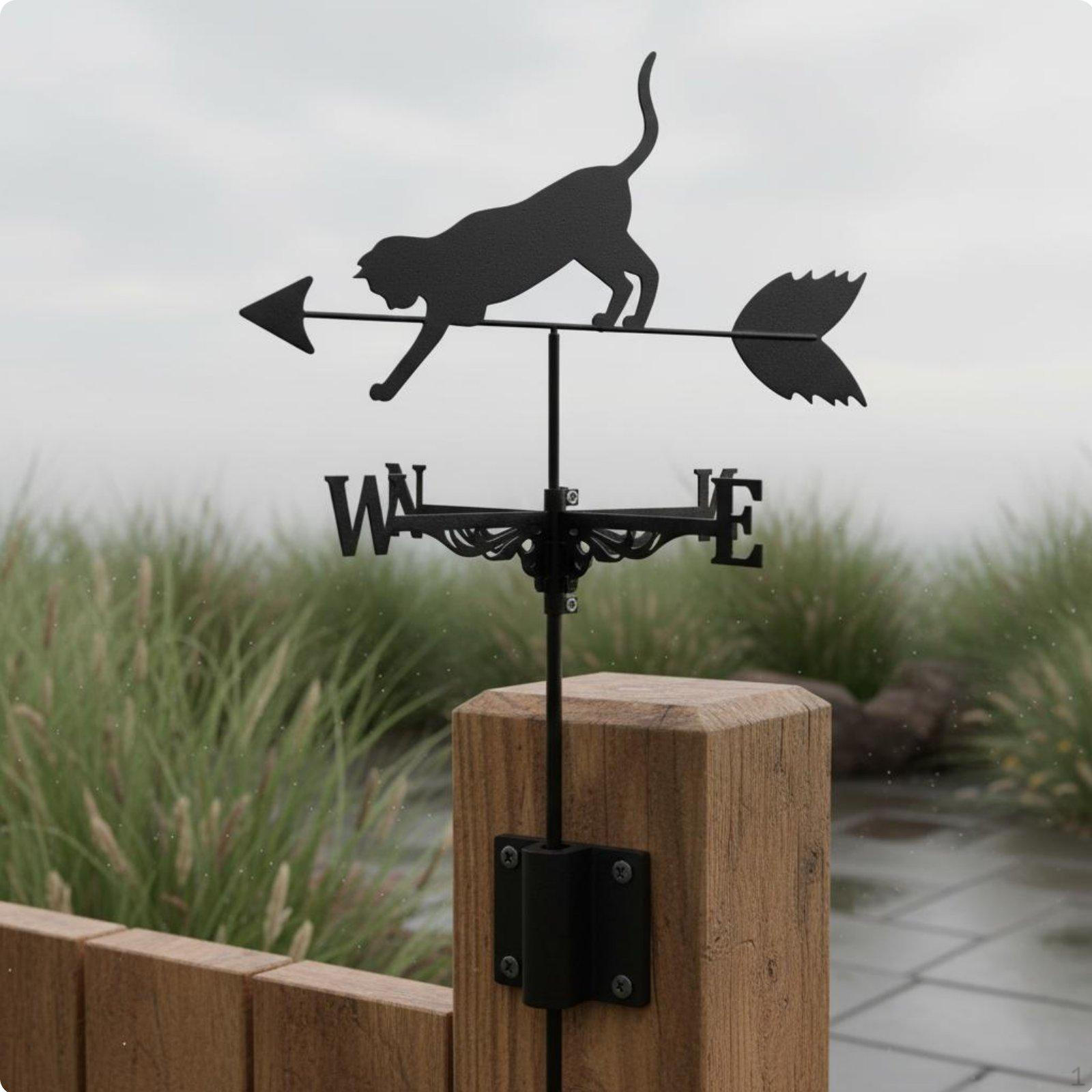Cat Weathervane Decorative Metal Wind Vane Rust Resistant Silhouette for Animal