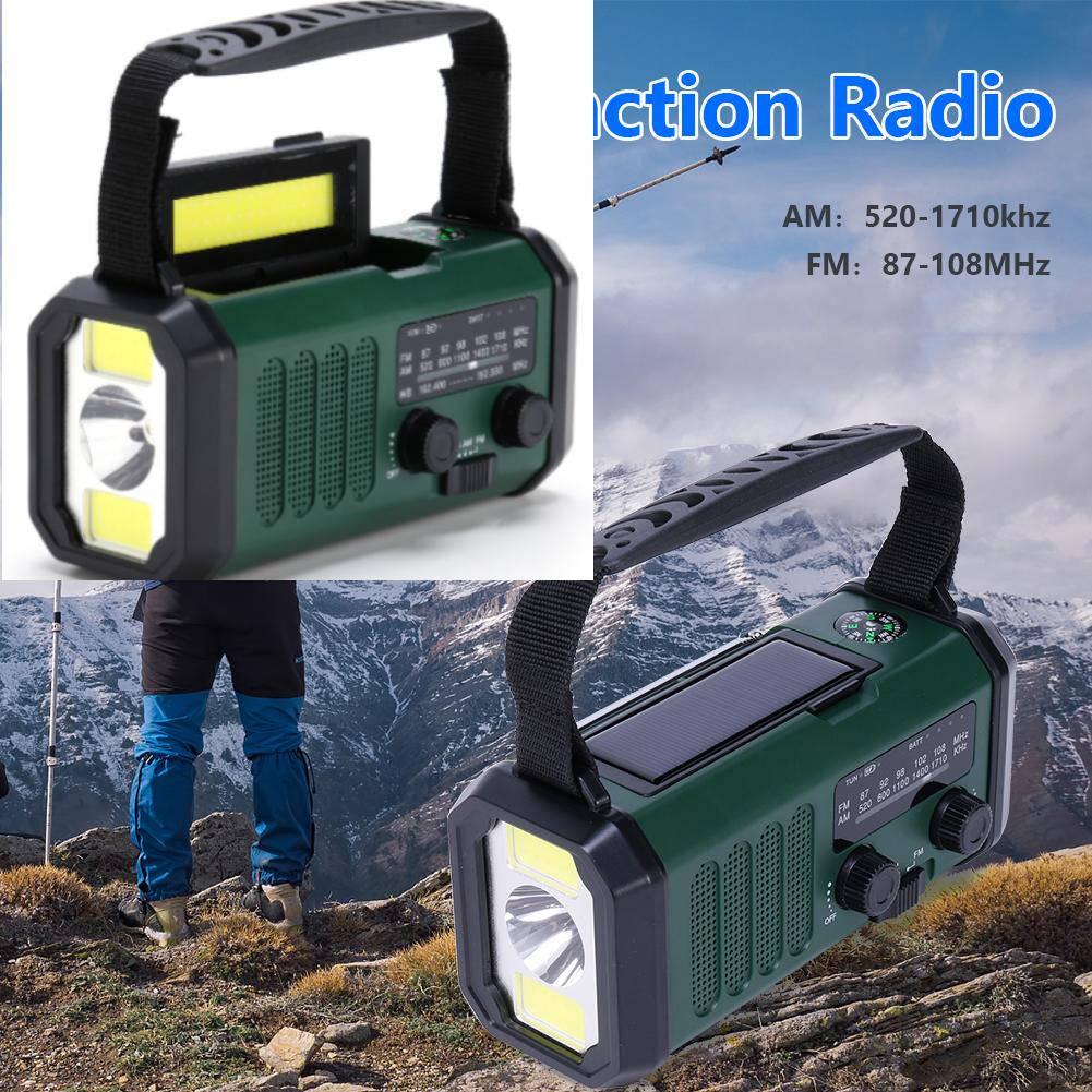 Portable  Solar Hand Crank Radio AM/FM/NOAA Weather Radio with Cell Phone Charger LED Flashlight 10000mAh Emergency Radio