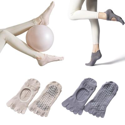 BaraRose with and Grip Moderate and Short Grip Socks for Ballet and Dance One Gray Yoga/Pilates Socks, Five-Toe, Toeless, Non-Slip Silicone,