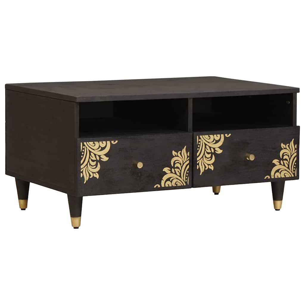 Coffee Table Black 80 x 54 x 40 cm Solid Mango Wood