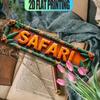 2D Flat - 2D Plane - This 2D Plane Decorative Sign And Logo, with The "Safari Tropical Jungle Theme", Includes Orange Leaves, Ropes, And Wooden Masks,
