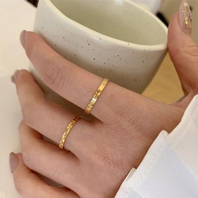 French Light Pattern Plain Ring, Titanium Steel Plated Non-fading Flower Ring, Simple Accessories for Women