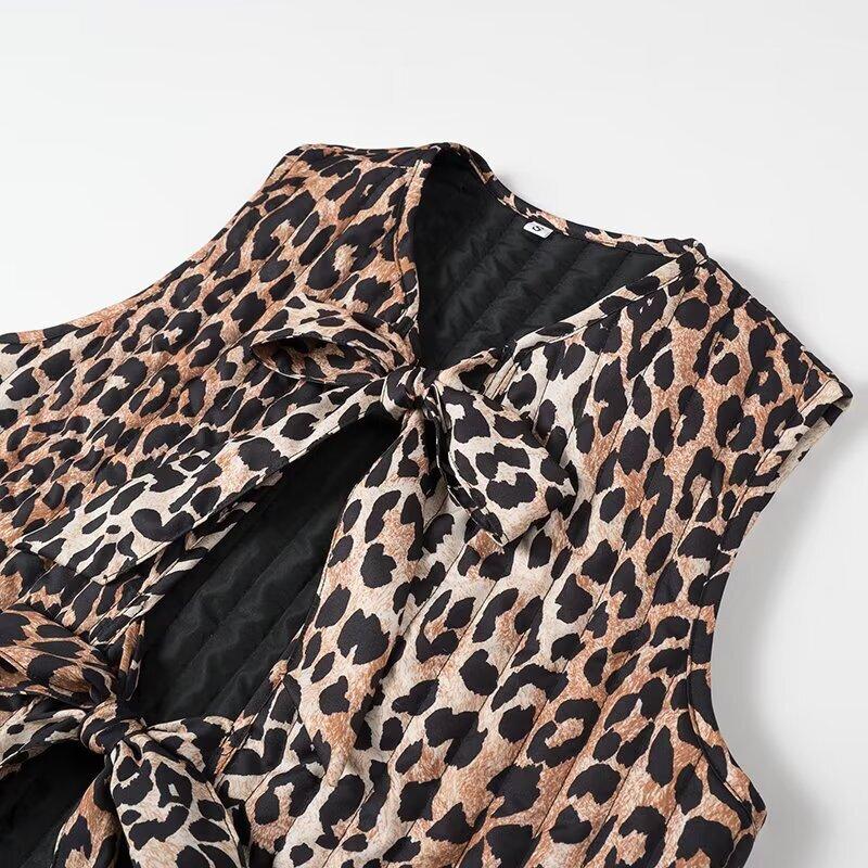 foreign trade wholesale, European and American style French women's clothing fashion design leopard print printed vest