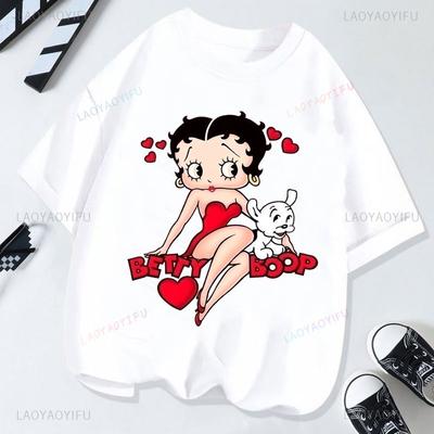 Hot Sale BettyBoop Camiseta Kawaii Cartoon Retro Style Cotton Crewneck Casual Y2k Clothes  T-Shirt Shoujo Girl Style Creativity