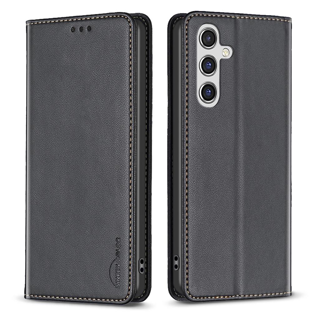 

BINFEN COLOR BF18 For Samsung Galaxy A35 5G Case PU Leather Card Holder Cover Black