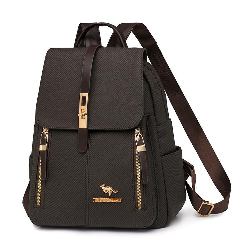 Fashionable Soft Leather Large-capacity Travel Backpack, Dual-purpose Single-shoulder Schoolbag Casually