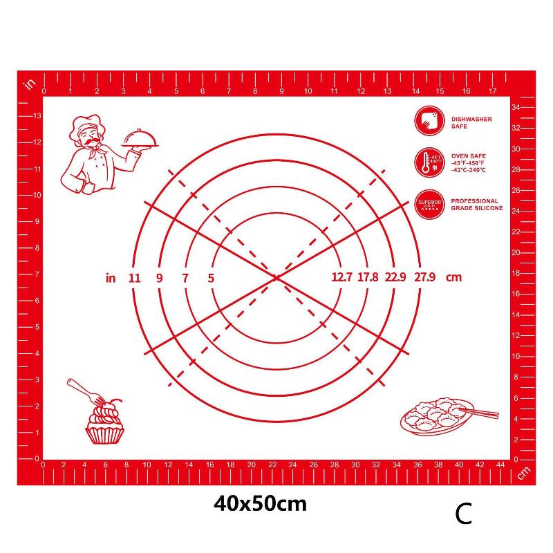 1 Stück Silikon Antihaft-Küchenhelfer Backformen Backmatte Knetmatte Teigmatte Pizza Kuchen Teigbereiter Küche Kochen Grill