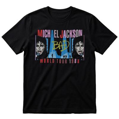Michael Jackson Bad World Tour 1988 Retro Colorblock Black TShirt