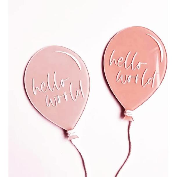 Hello World Balloon Acrylic Baby Monthly Cards,DIY 3PCS Milestone Balloon Blanks for Birth Announcement Gift Plaque, Maternity Fresh 48 Hospital Sign