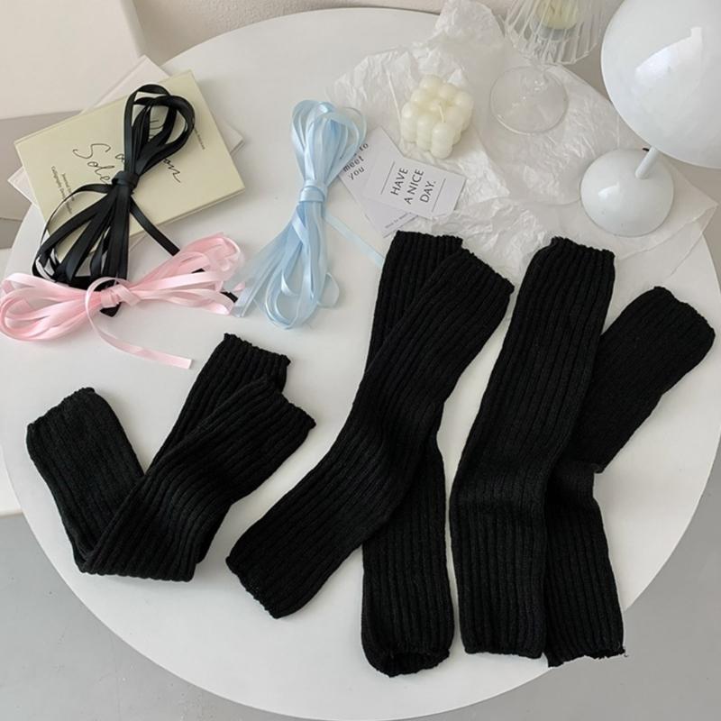 Japanese Style Leg Warmers Gothic Knit Long Socks Leggings Gaiters Autumn Winter Cuffs Ankle Heaps Socks