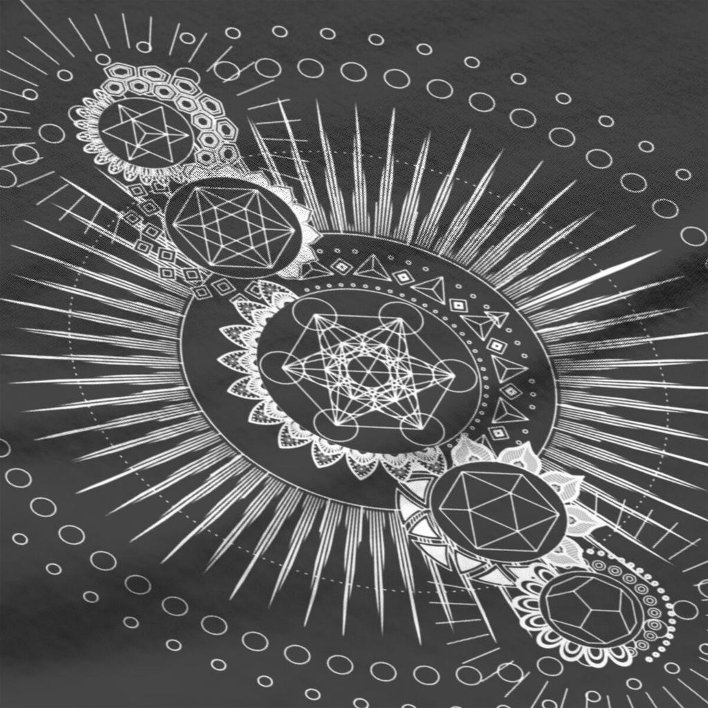 Sacred Geometry Metatron's Cube White Transcendence Flower of Life 100% Cotton Printed Clothes Plus Size T-Shirt for Men