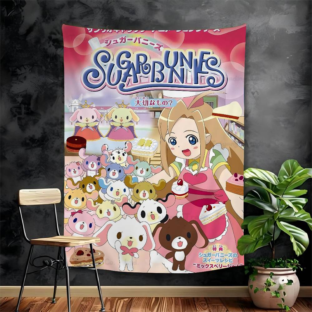 

Sugarbunnies Anime Kawaii Movie Anime Tapestry Hanging Tarot Hippie Wall Rugs Dorm Home Decor 74x94cm(29x37in)