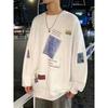 Trendy Brand Versatile Autumn American Loose Round Neck Sweatshirt Thin Men's Fashion Trendy Printed Tops Couple Wear
