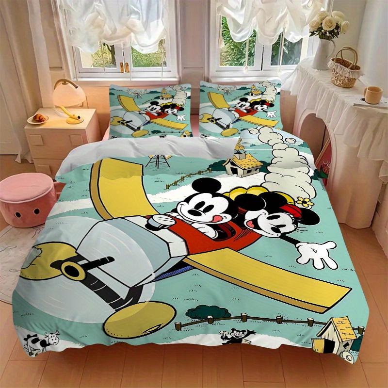 3pcs Mickey, Minnie Printed Bedding Set, Breathable And Soft, Machine Washable, Christmas Gift, Suitable for Bedroom Decoration, 099