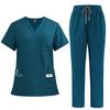 LAROTSUBA Nurse Uniform, Medical Nursing Uniform, Top and Bottom Set, Adjustable Waist, Comfortable and Casual, Unisex, Short Sleeves, Side Pockets (C