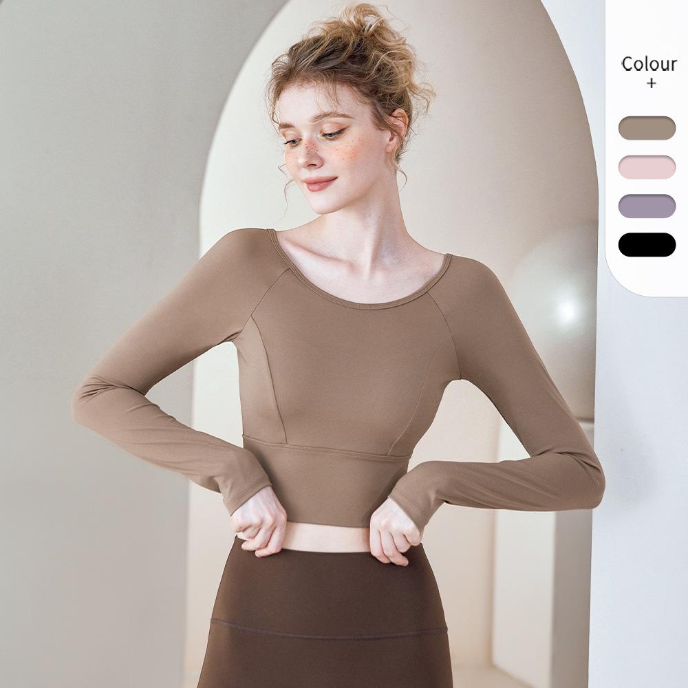 Women's Summer Yoga Top: Long Sleeve, Mesh Back, Stylish Fitness Wear