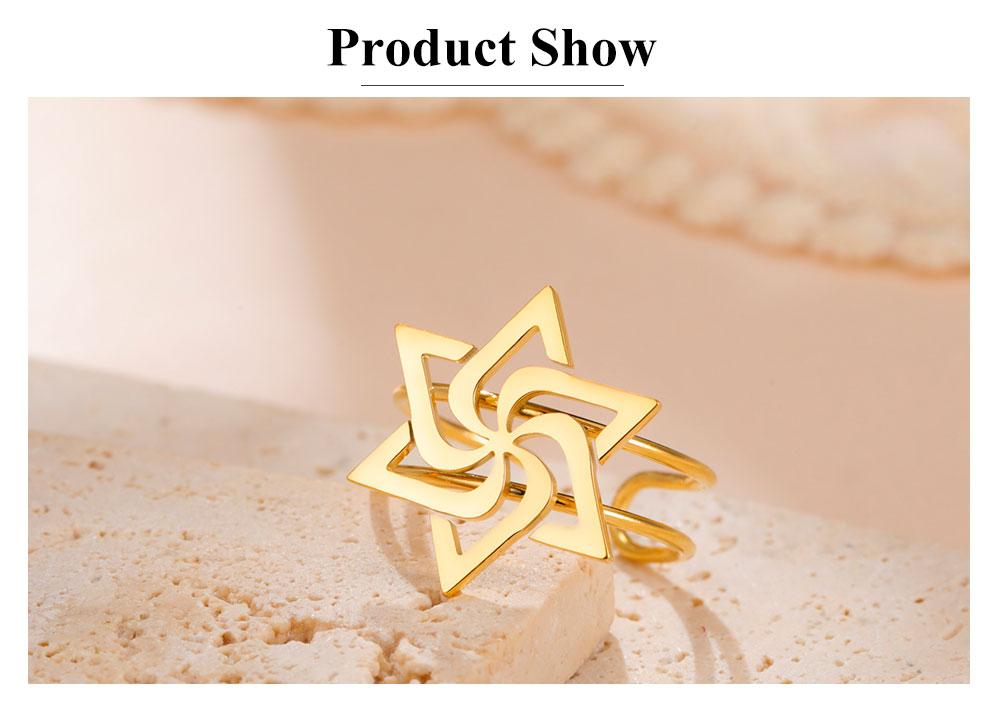 Cazador Gold Color Star of David Open Rings Jewish Israel Adjustable Women's Ring Stainless Steel Finger Jewelry 2026 Gifts
