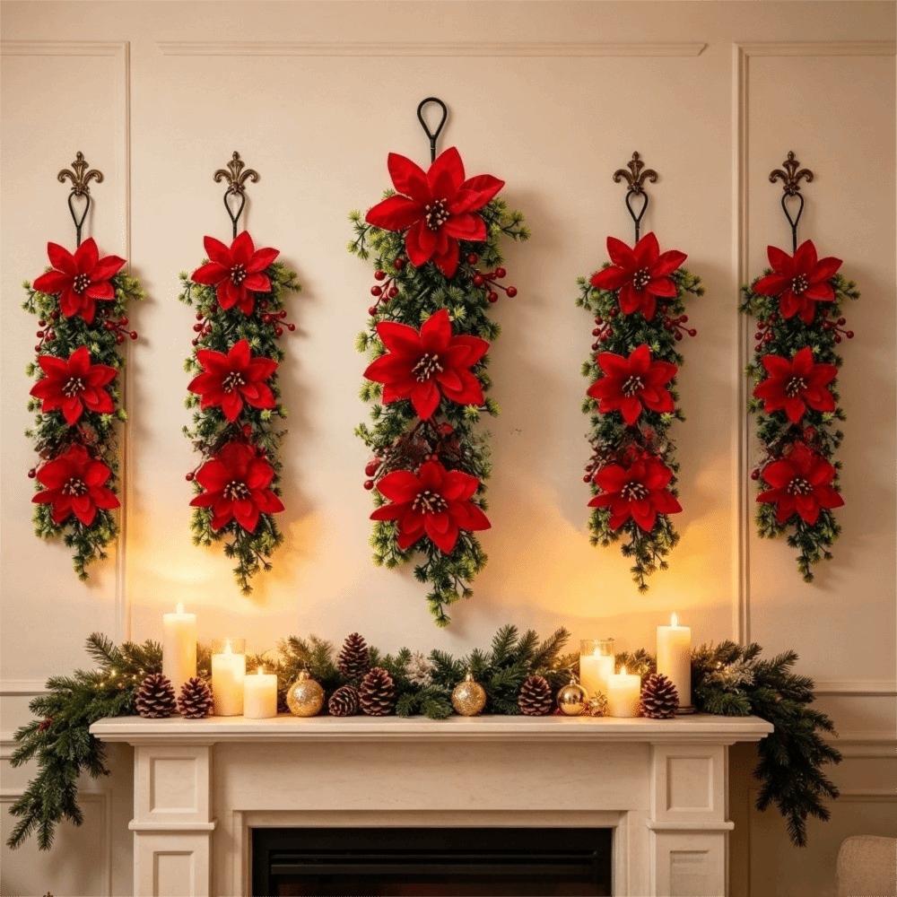 Faux Flower Artificial Pine Branch Wall-Mounted Hanging Ornament Christmas Hanging Vine Home Party