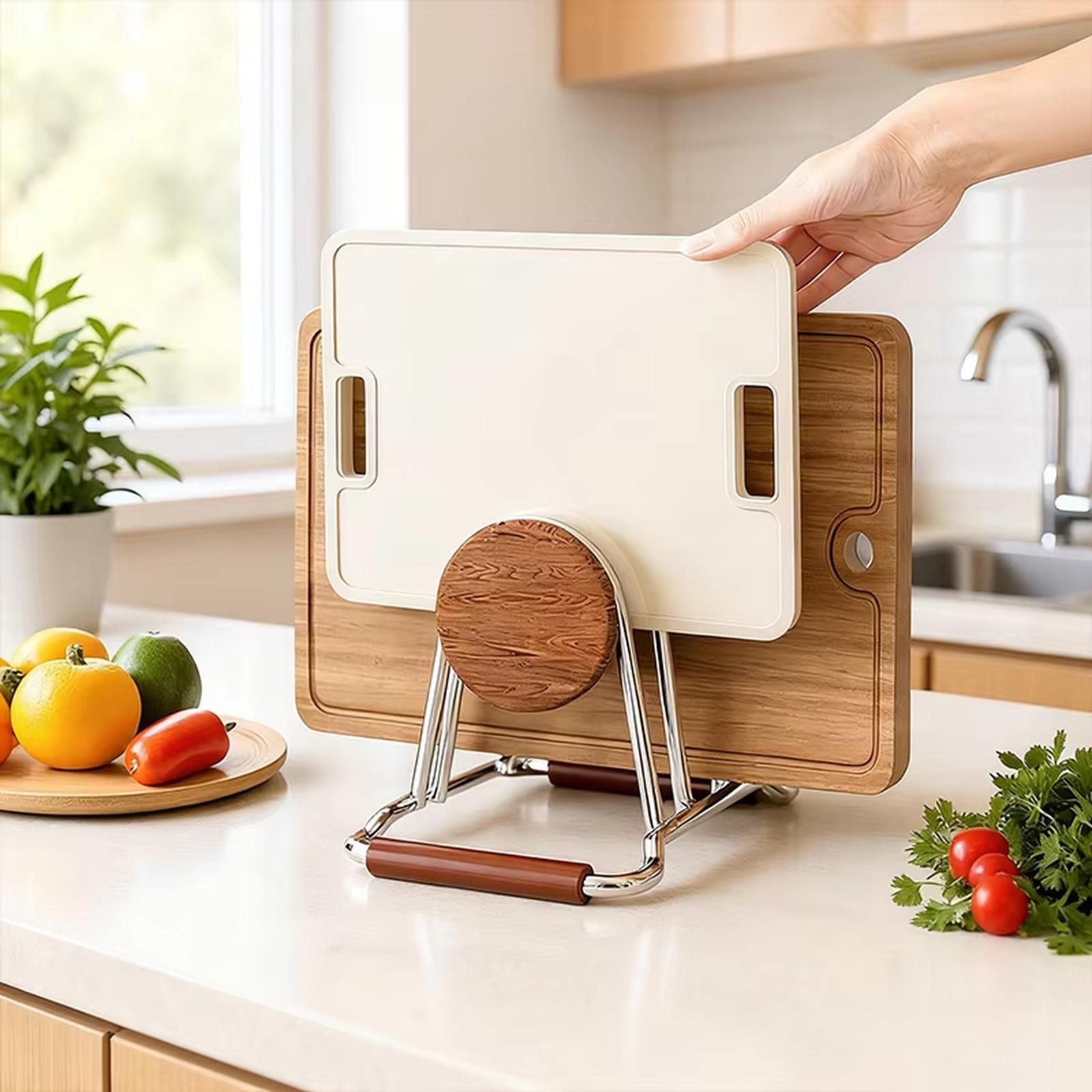 Kitchen Cutting Board Rack Pot Lid Holder Organizer Single Countertop Chopping Board Stand one size серебряный