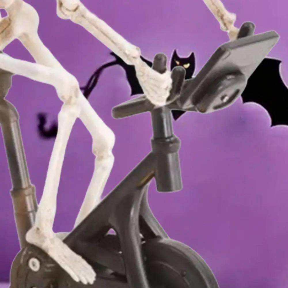 Exercise Bike Animatronic Skeleton Figurine Halloween Resin Cycling Fitness Bike Skull Statue Sculpture Home Office Desktop Deco