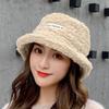 Lamb Wool Bucket Hat Winter Warm Hats For Women Lady Thicken Flat Top Cap Unisex Men Panama Outdoor Fisherman Hat Caps