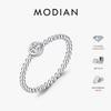 MODIAN Bezel Setting Moissanite Ring 925 Silver Beads Trendy Stackable Finger Rings For Women Lab Diamond Jewelry