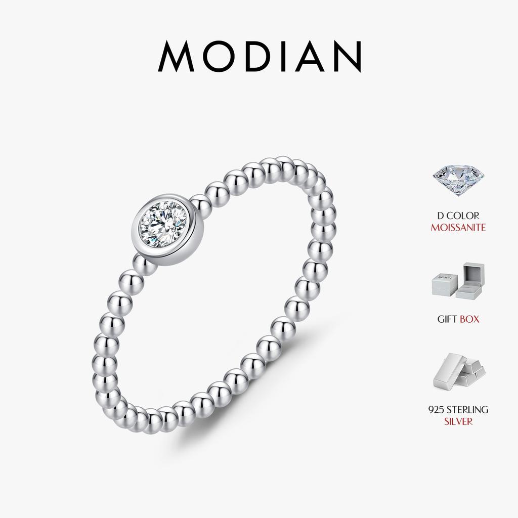 Bezel Setting Moissanite Ring 925 Sterling Silver Beads Trendy Stackable Finger Rings For Women Lab Diamond Jewelry