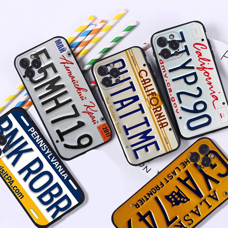 Retro Funny License Plate Number Car Phone Case For iPhone 8 7 6 6S Plus X SE 2020 XR XS 14 11 12 13 Mini Pro Max Mobile Case