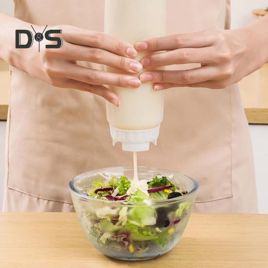 Gewürzspender, Quetschflasche für Soßen, große Kapazität, wiederverwendbarer Gewürzbehälter, Doppelkopf-Küchenwerkzeug für Flüssigkeiten und Soßen