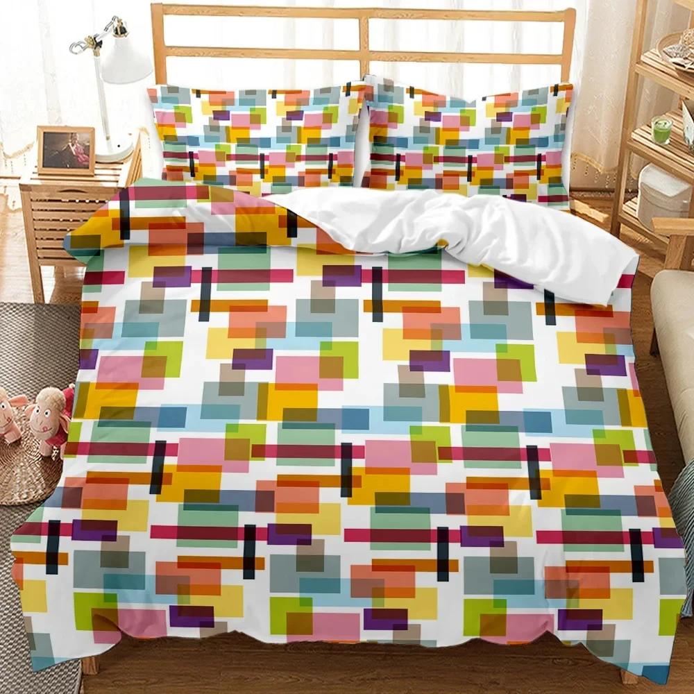 Bettbezug mit geometrischem Muster, Aquarell, abstrakte Malerei, für Steppdecke, Bettdecke, alle Jahreszeiten, Doppelbett, Queen-Size-Bett, King-Size-Bett, Polyester, Bettbezug