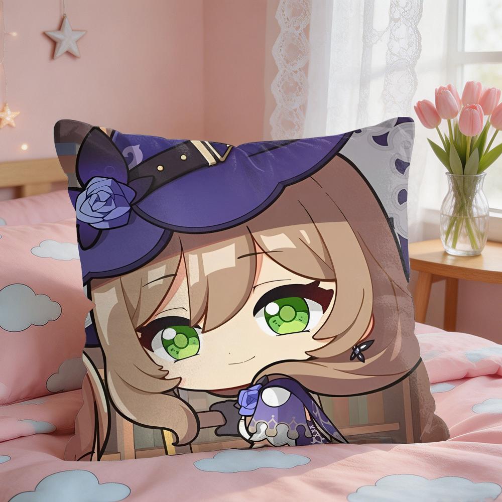 Lisa Cute Cute Genshin Impact Cushion Cover Square Short Plush Pillow Case Living Room Sofa Home Decor Funda X