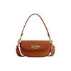 Harley 23 Solid Color Flap Hardware Buckle Closure Leather Saddle Bag Women Handbags Brown CM702-B4BAR