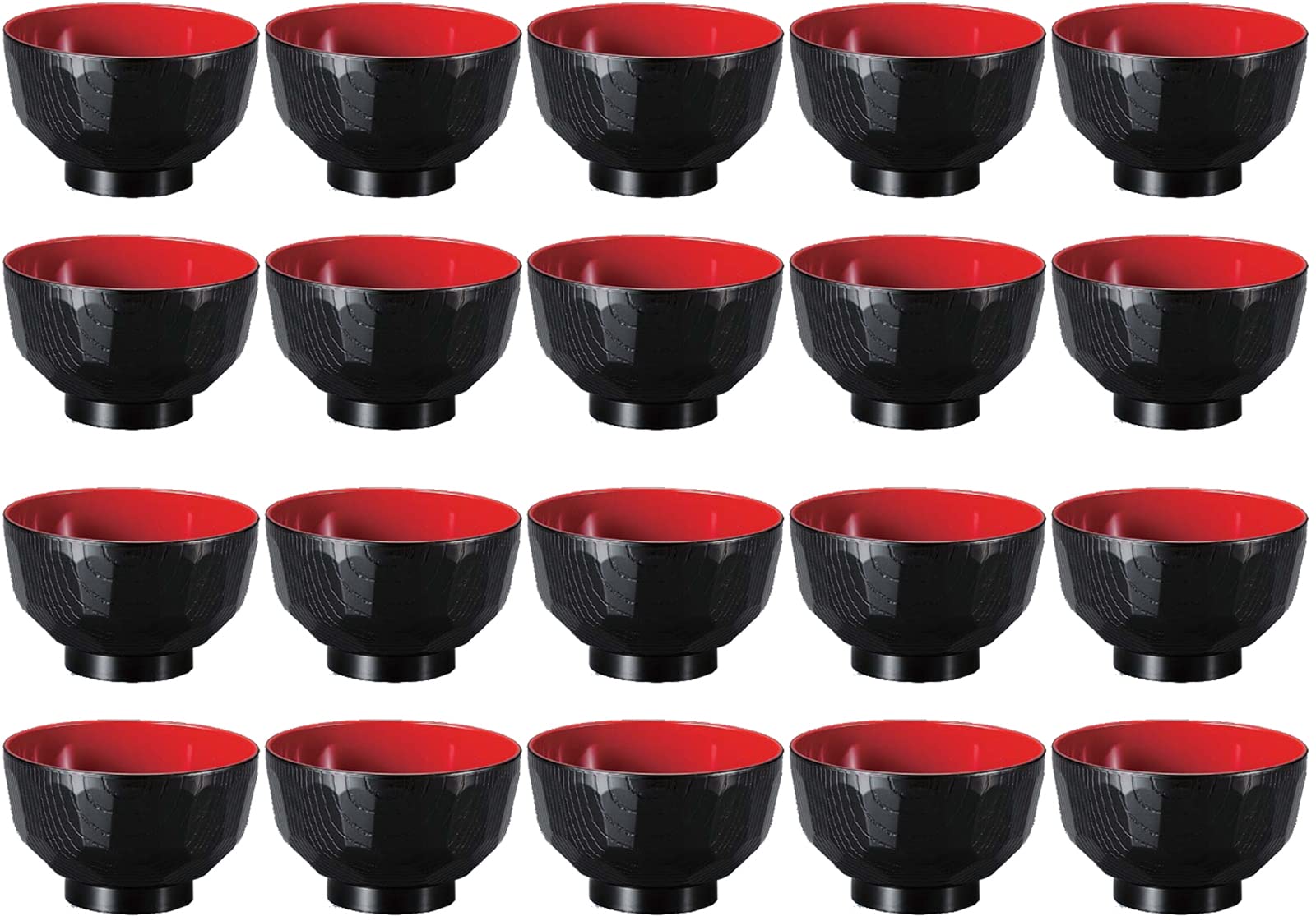 [Amazon.co.jp Exclusive] Fukui Craft [Commercial Set] Fukui Craft Miso Soup Bowls, Ebisu Tortoise Shell Pattern, Made in Japan, Black with Red Interio