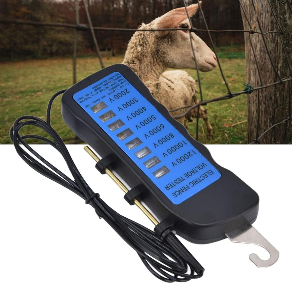 Electric Fence Voltage Tester 12KV Neons Fault Finder 2000 to 12000V 8 Neons Indicator Lights Waterproof Fence Tester