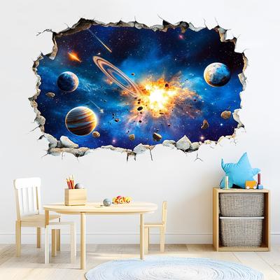 Creative Broken Planet Wall Sticker Removable Self-Adhesive Background Decor for Bedroom Living Room Home Decoration