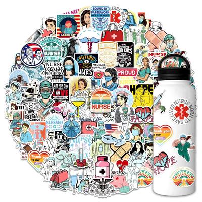 100 Adesivi Serie Giorno dell'Infermiere Cartoni Animati Giorno Internazionale dell'Infermiere Medico Stetoscopio Adesivi Graffiti Adesivi per Valigia