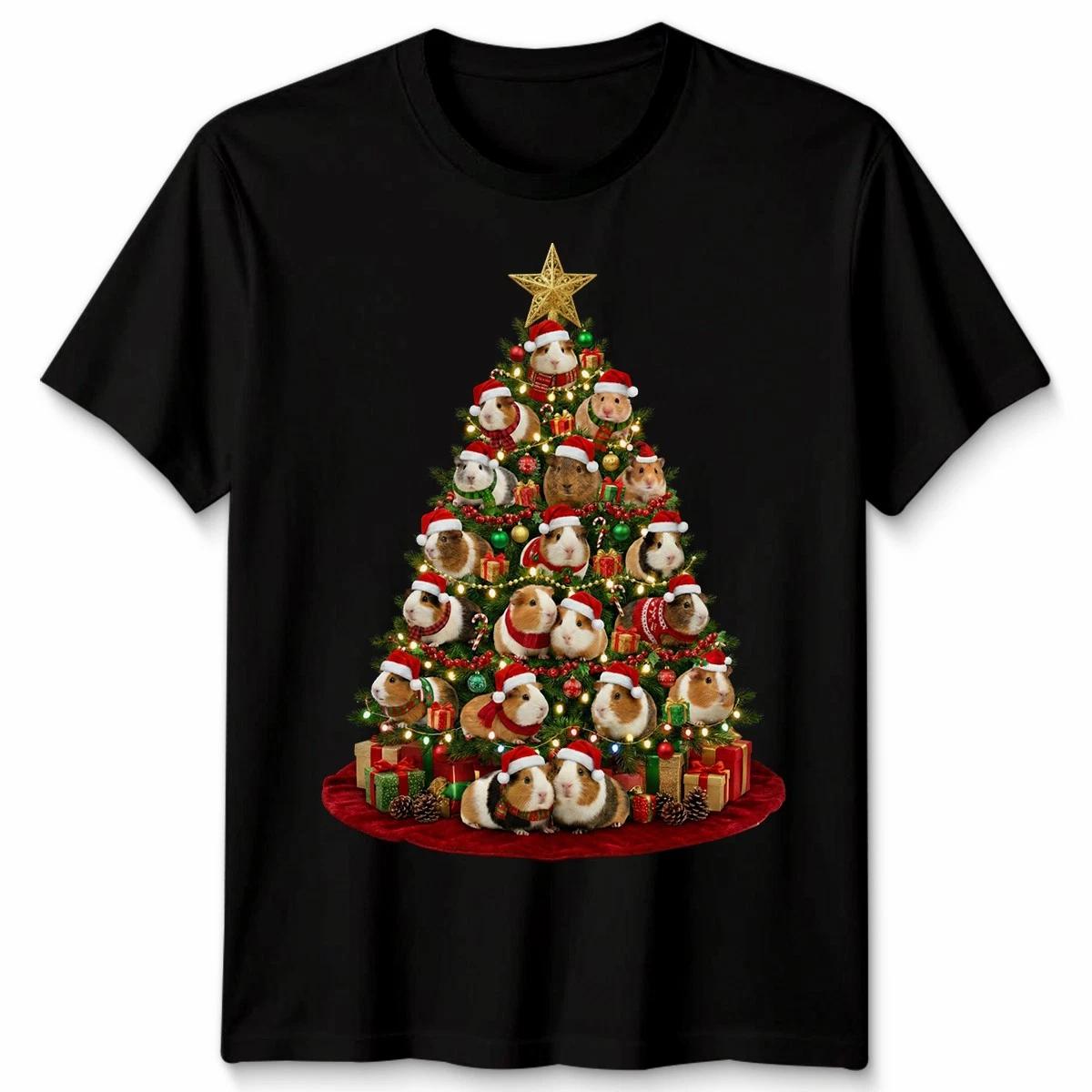 Guinea Pigs Christmas Tree Holiday Mens T-Shirt Womens Tee Graphic Unisex Tee 2XL