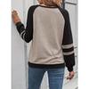Women's Autumn and Winter Colour Blocking Casual Long Sleeve Top