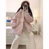 Winter Thickened Jacket Women's Coat Loose Hood Horn Button Outerwear