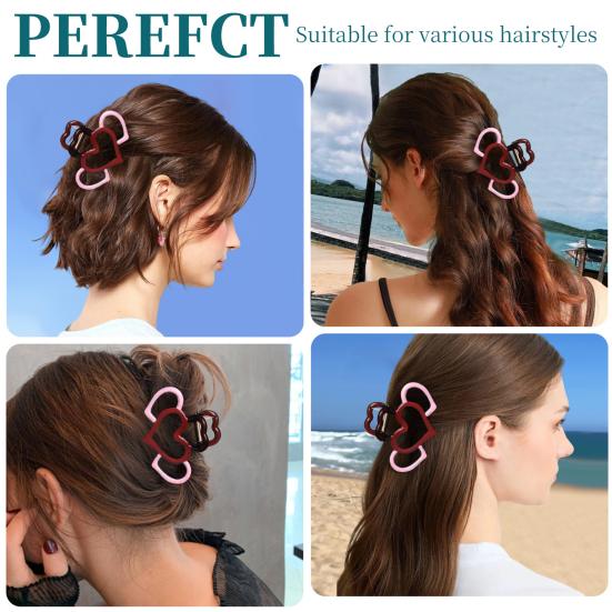 Heart-Shaped Hair Claw Non-slip Teeth Hollow Design Hairpin Large Size Back Head Shower Hair Claw Hair Styling Accessory