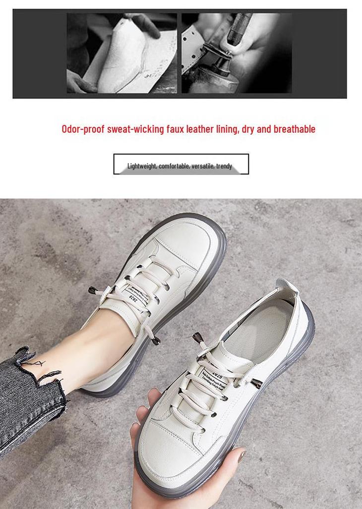 Women's Genuine Leather White Slip-On Shoes - 2025 Casual Soft Sole Flats