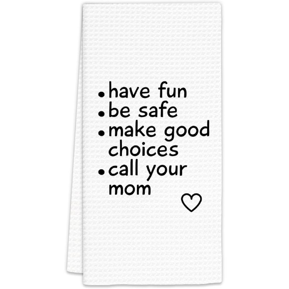 Funny Call Your Mom Hand Towels, Funny Dish Towels, FunnyCollege Freshman Son Daughter Gifts Decorative Hand Towels for Bathroom Kitchen, Preppy Color-1