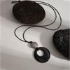 Retro Black Round Resin Pendant Hollow Necklace, Autumn And Winter Light Luxury High-End Sense Ethnic Style Fashion Sweater Chain