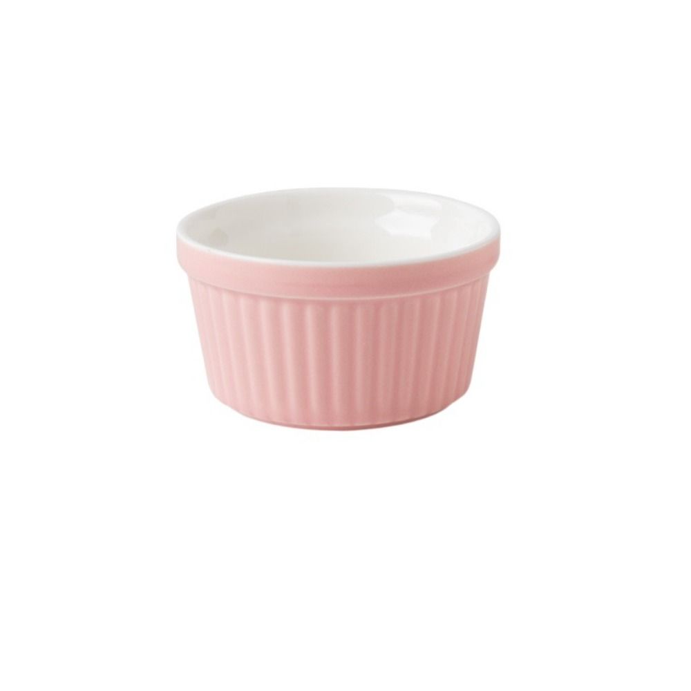 4Pcs Colorful Souffle Cups Oven Safe Fluted Porcelain Bowls Creme Brulee Dishes  Desserts