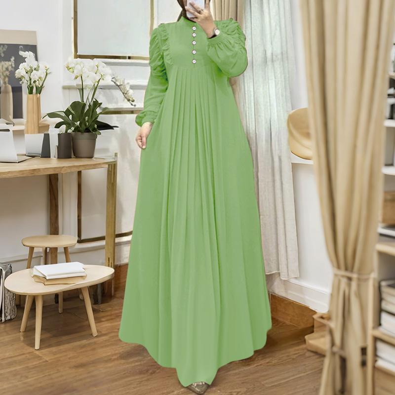 

ZANZEA Женское повседневное платье-кафтан с круглым вырезом, свободного кроя, с длинными рукавами 3XL